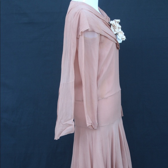 ⭐️HPick⭐️ Vintage RARE 1920s Silk Chiffon Dress W/Slip - Picture 2 of 4